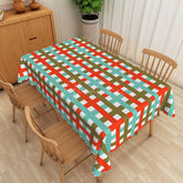 Aperturee - Aperturee Red Green and Blue Checkered Rectangle Tablecloth for Primary Color Themed Kids Birthday Party